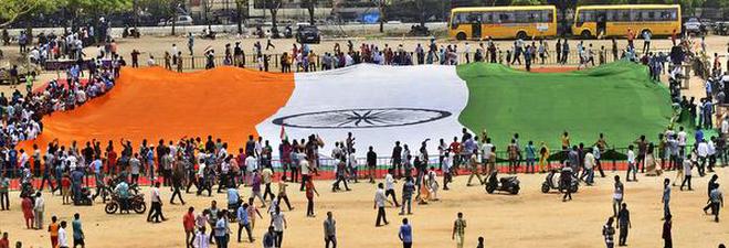 Image result for World's largest Indian Flag spread out in Telangana