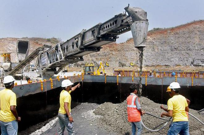 Polavaram powerhouse hill excavation works under progress at the project site.