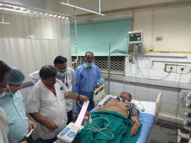 Delhi Minister Satyendar Jain being monitored at INJP hospital on Monday.
