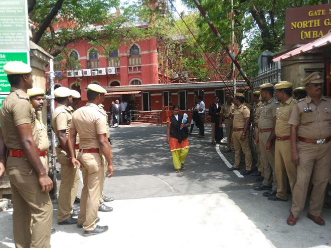 Security has been increased in Madras High Court premises ahead of the verdict on disqualification of 18 Tamil Nadu MLAs.