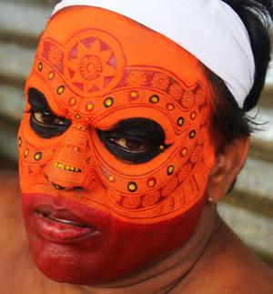 Alanthatta Daivathareeswaran getting ready for the premiere of this Theyyam in Kasaragod