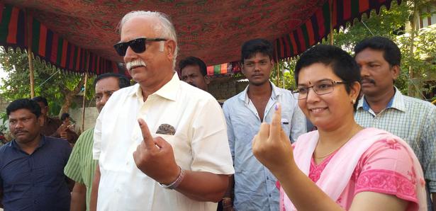 Former Union Minister and Vizianagaram TDP Lok Sabha candidateAshok Gajapathi Raju, and his daughter and Vizianagaram TDP Assembly candidate Aditi cast their votes in the first hour of polling.