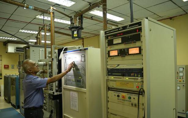 Control-relay panels at AIR Tiruchi’s transmission room. Photo: M. Moorthy/The Hindu