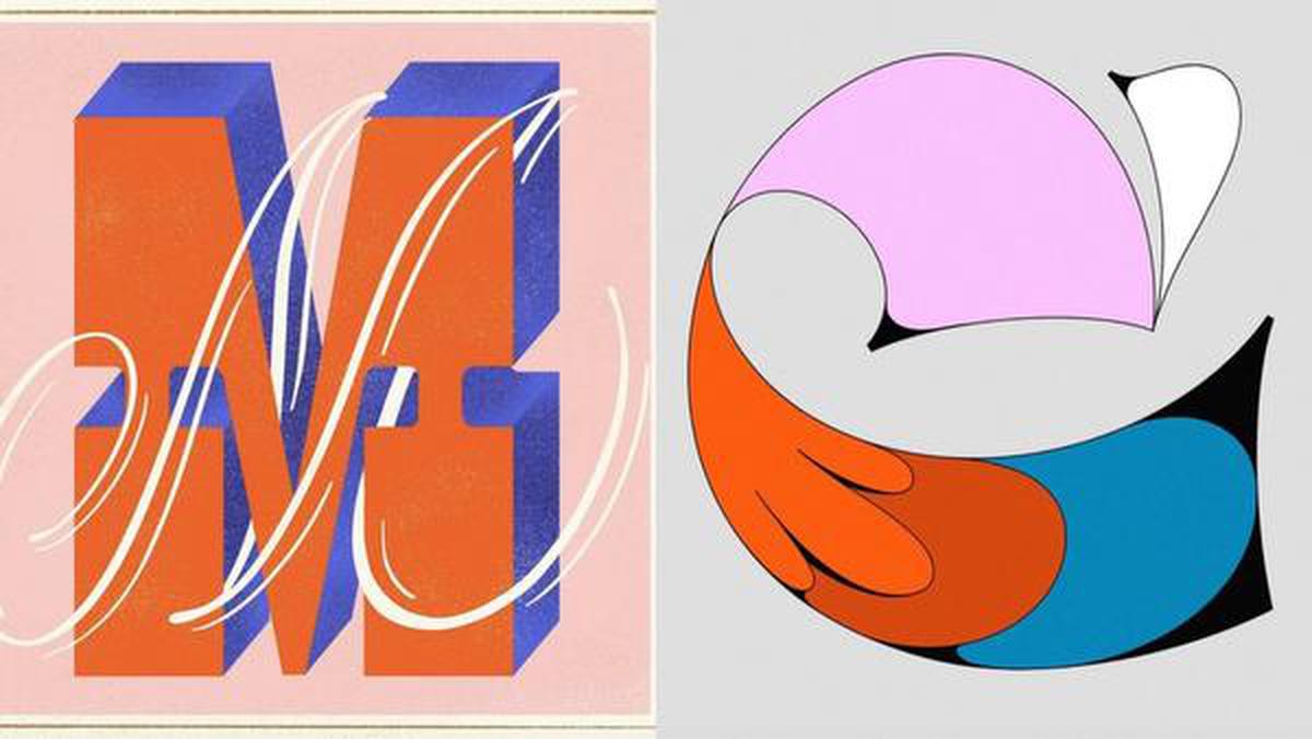 The letter ‘M’ (by Hazel Karkaria) and ‘C’ (by Cyla Costa) for 36 Days Of Type challenge