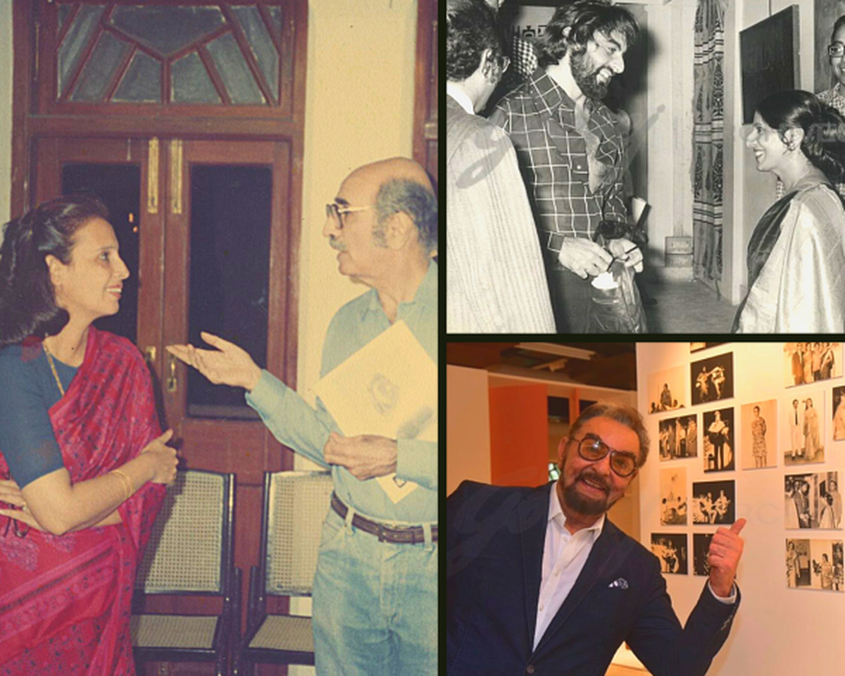 Pheroza Godrej with Jehangir Sabavala (left); and a then and now with Kabir Bedi — a snapshot from the 70s and the actor at Cymroza’s 50th anniversary celebrations