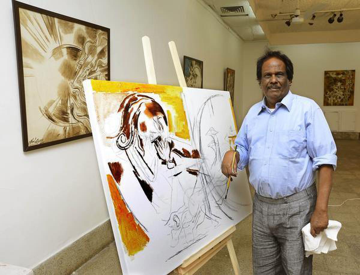 Artist Alphonso Arul Doss at Lalit Kala Akademi in Chennai