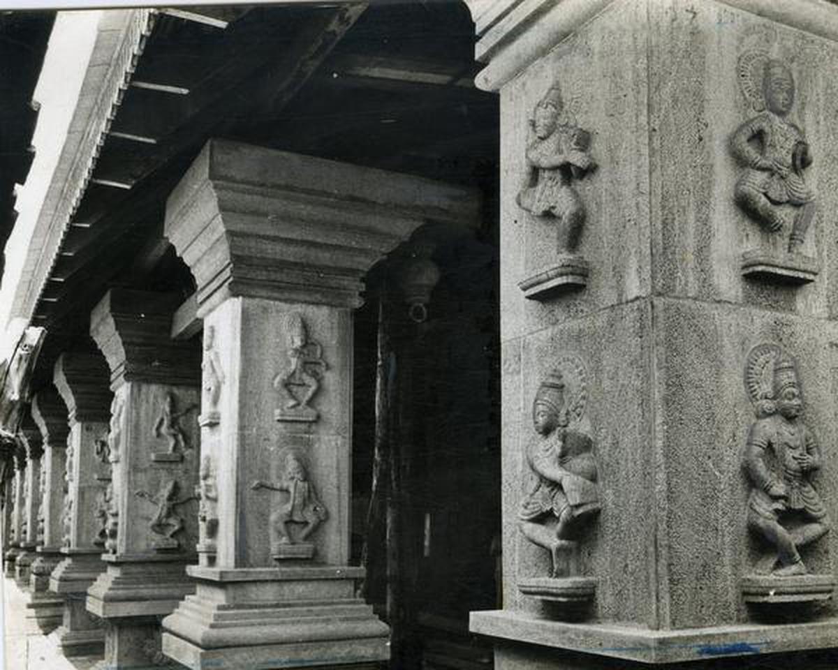 The pillars inside Koothambalam in Kerala depict the 108 Karanas or basic dance postures containing in Natya Shasthra. (