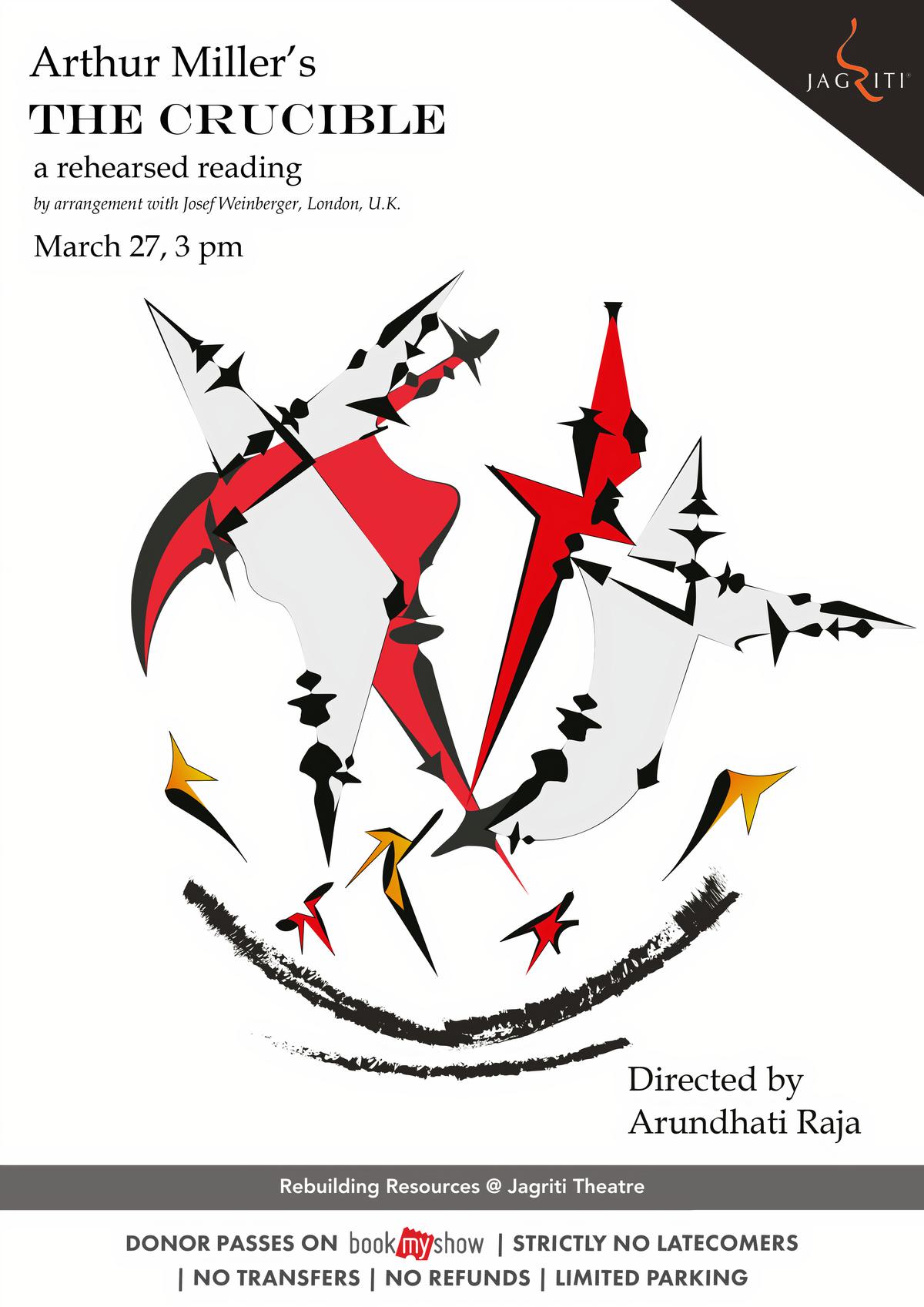 The Crucible- A Rehearsed Reading will be staged on March 27