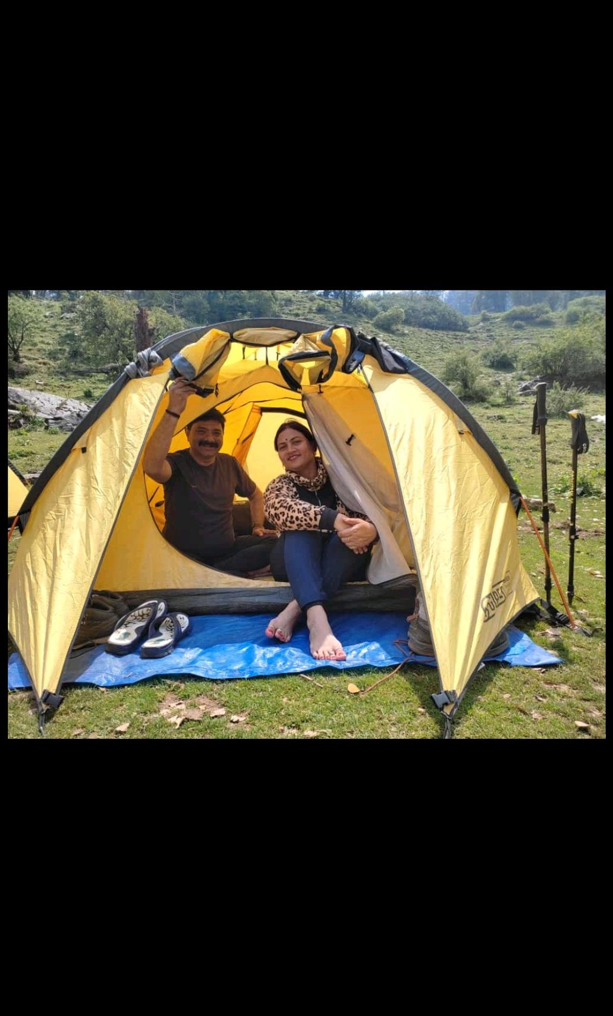 Priyanka Shukla at the camping site of Dayara Bugyal