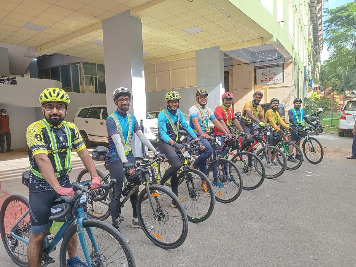 Members of the Trivandrum Bikers Club at the start of the Braveta