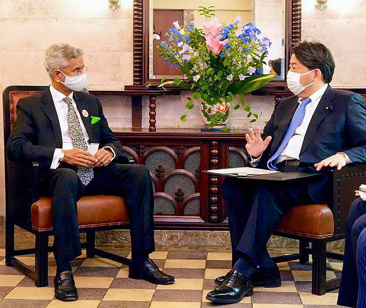 External Affairs Minister S. Jaishankar interacts with his Japanese counterpart Yoshimasa Hayashi during a meeting on the sidelines of the Quad Leaders’ Summit, in Tokyo, Japan.