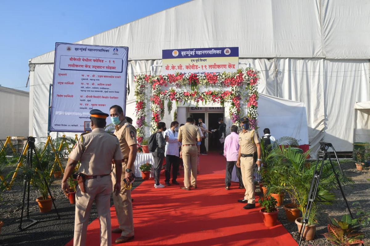 The decorated vaccination centre at Bandra Kurla Complex on January 16, 2021.