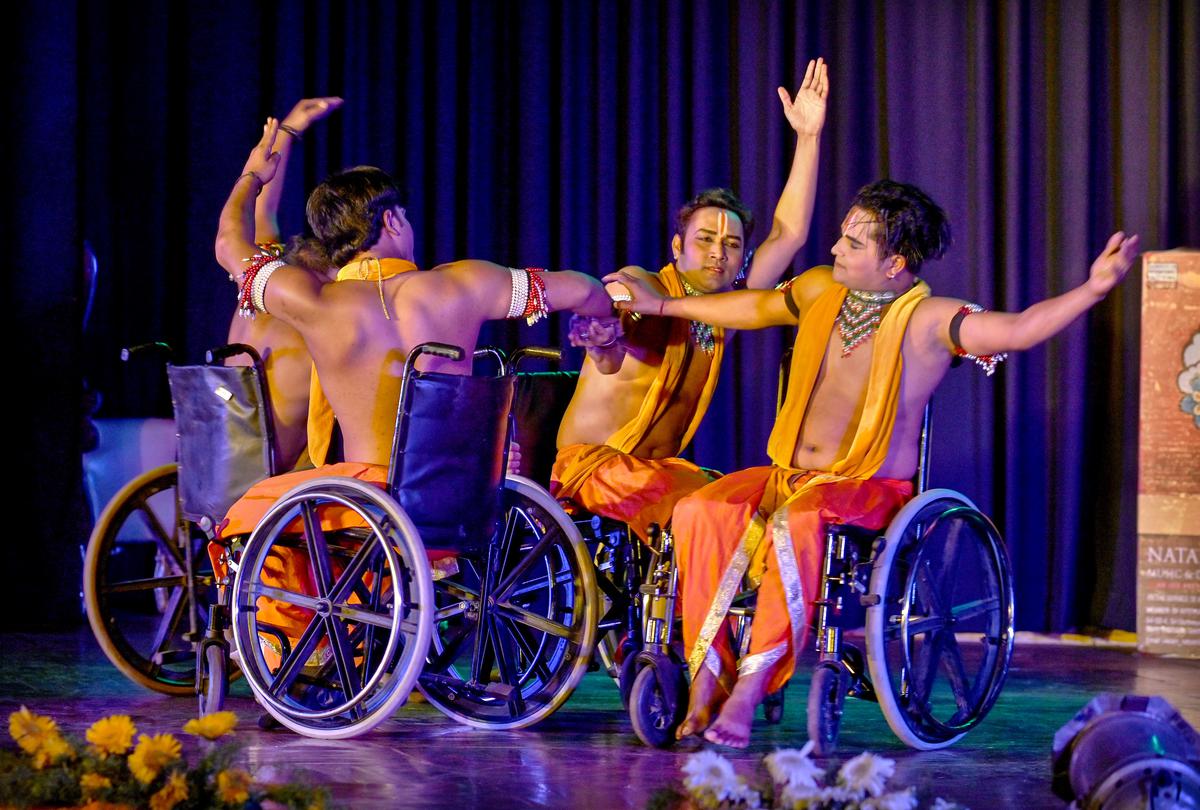  Delhi-based We Are One, a group of differently-abled dancers, performing Bharatnatyam at the recently-concluded Vysakhi Nrithyotsav organised by Nataraj Music and Dance Academy in Visakhapatnam.
