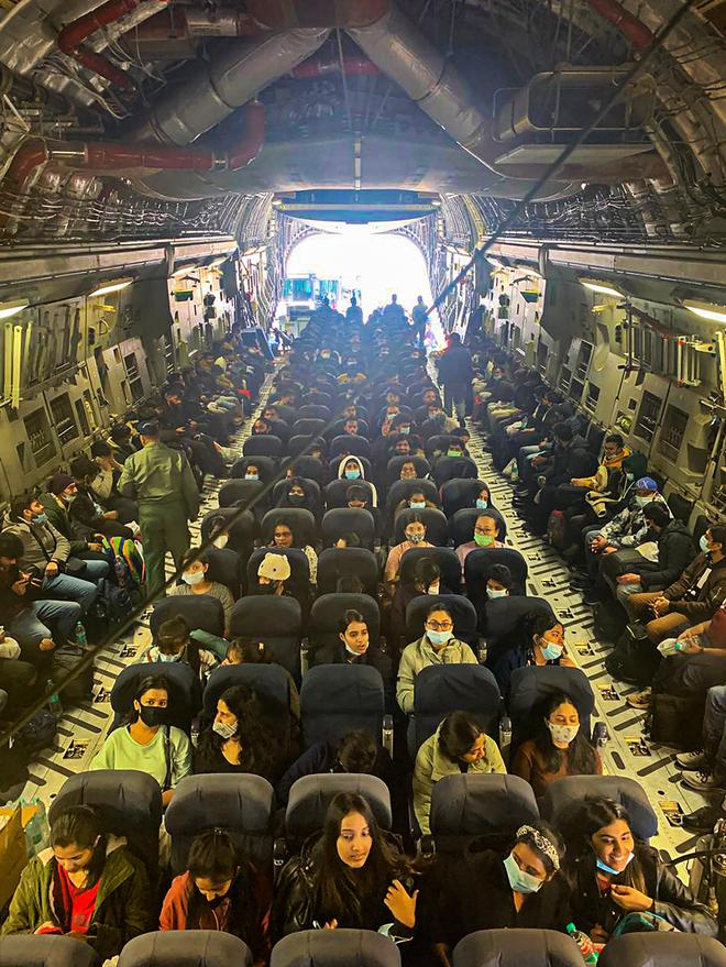 Indian nationals, evacuated from war-torn Ukraine, board an IAF C-17 Globemaster plane in Bucharest to return to India. As part of Operation Ganga the C-17 plane carrying 200 passengers, mostly students, returned to Hindon airbase early Thursday. 