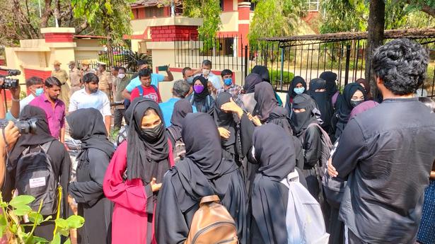 MGM College in Udupi denies entry to hijab-clad students into campus