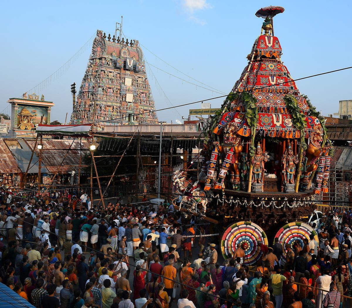 The car festival of Sri Parthasarathy Swamy temple, Triplicane, in 2021.  