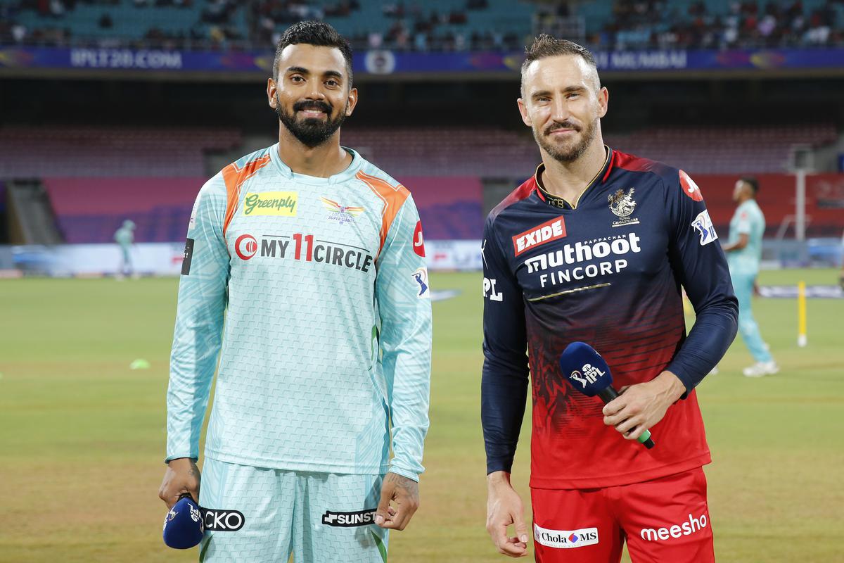 KL Rahul Captain of Lucknow Super Giants and Faf Du Plessis captain of Royal Challengers Bangalore.