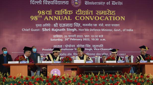 Rajnath Singh awards medals to students at DU’s 98th convocation