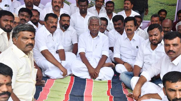 MLA stages hunger strike against land acquisition in Shoolagiri