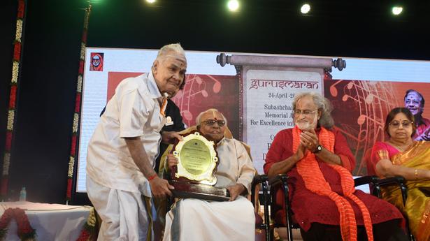T.K. Murthy honoured with Subhash Chandran memorial award for excellence in percussion