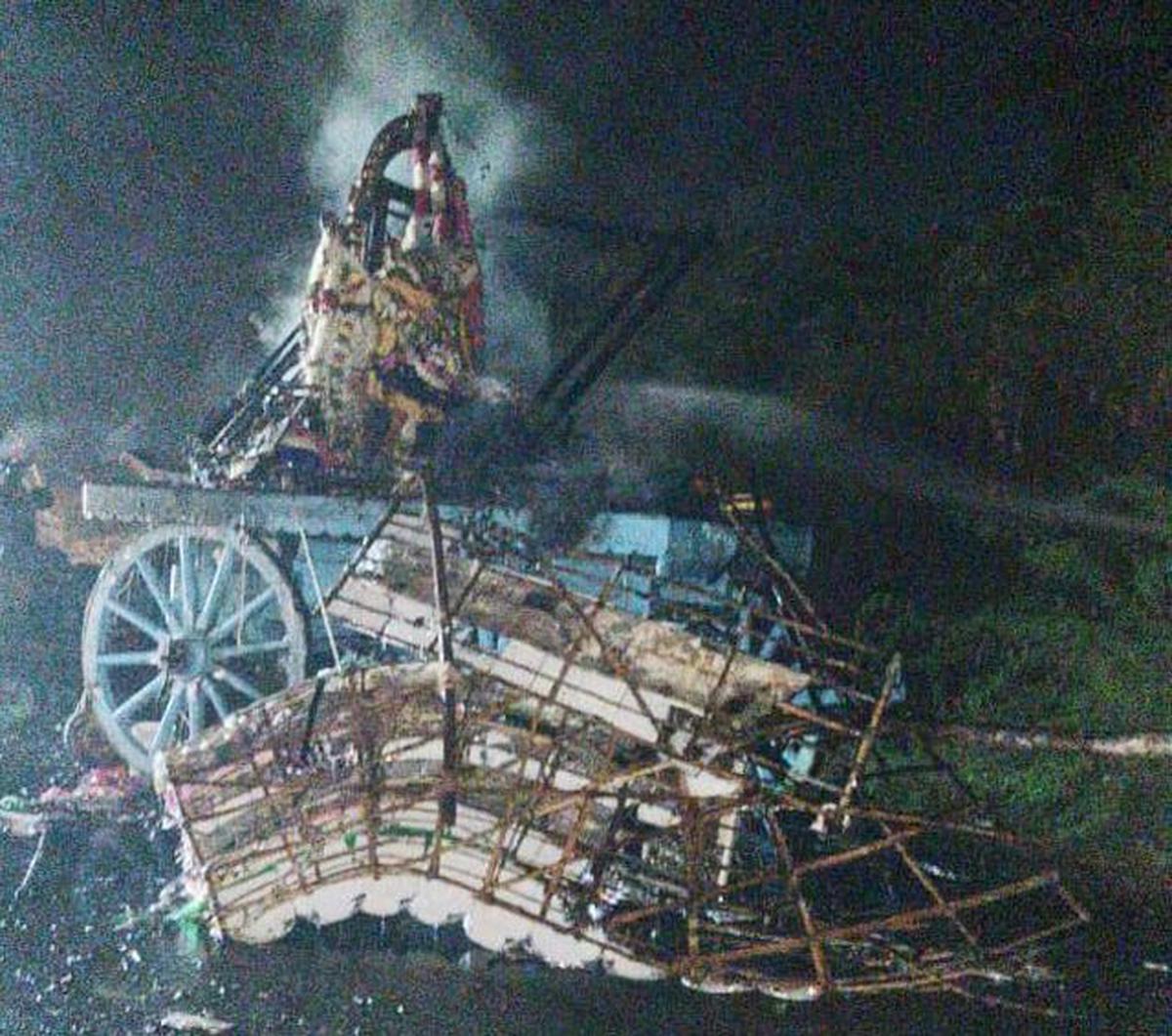 The mangled remains of the cart after the tragedy.  