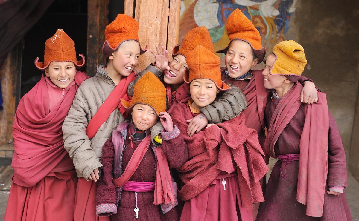 Young lamas of Karsha monastery in Zanskar
