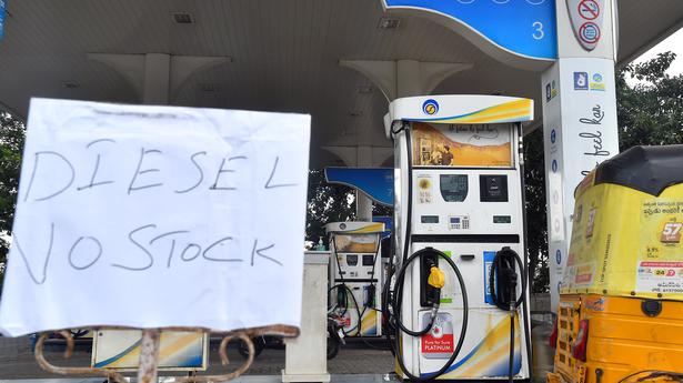`No stock’ boards at petrol bunks