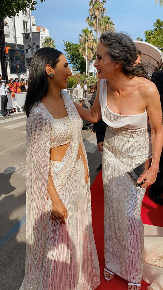 Minawala with actor-model Andie MacDowell at Cannes