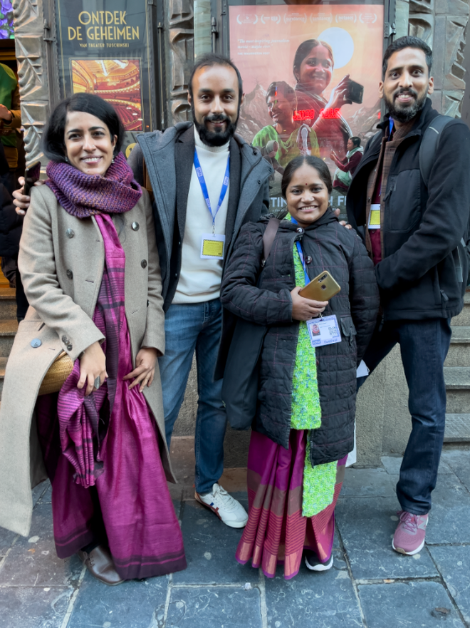 The Writing with Fire team and Meera in Amsterdam