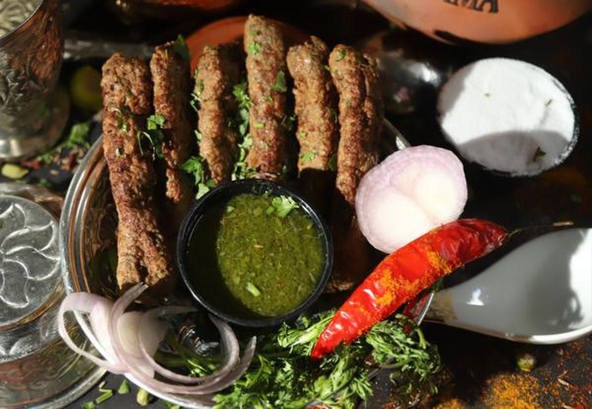 Mutton seekh kabab at Khansaama in Old Delhi