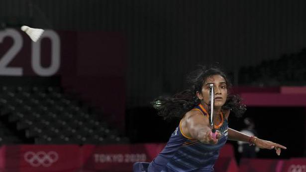 P.V. Sindhu plays against Taiwan's Tai Tzu-Ying during their women's singles badminton semifinal match at the Olympics in Tokyo on July 31, 2021. Sindhu lost the match 18-21, 12-21.