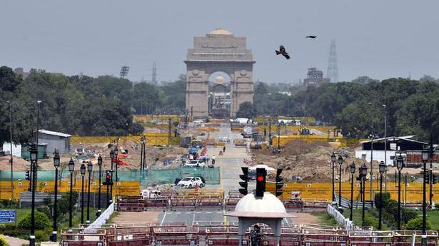   Central Vista project redevelopment construction work in progress at Rajpath in New Delhi on May 31, 2021.  
