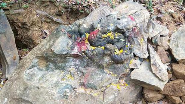 Ganesh idol vandalised by miners looking for gold near Gudalur