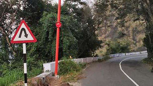 Safety system installed at hairpin bend on Valparai ghat road