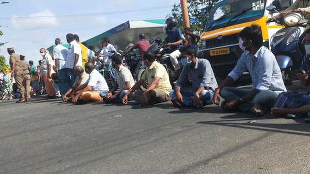 BJP stages road blockade alleging vaccine shortage