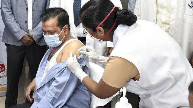 Delhi CM Arvind Kejriwal administered COVID-19 vaccine at LNJP hospital