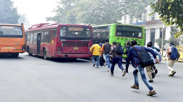 Not allowed to board due to Covid curbs, people damage DTC buses, block MB Road in Delhi