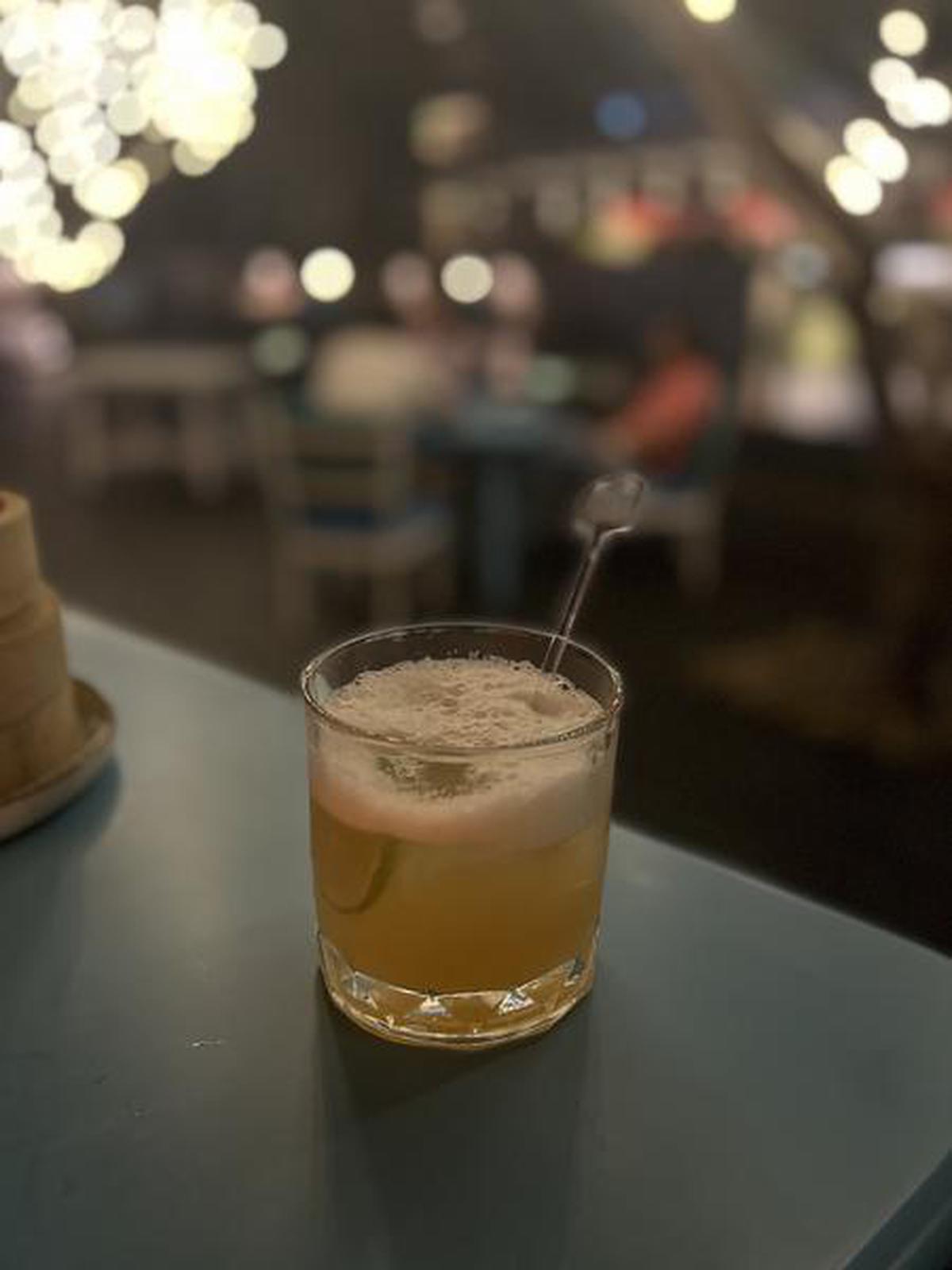 A Whisky Sour at Mrs Mage restaurant at Hyatt Gachibowli hotel, Telangana