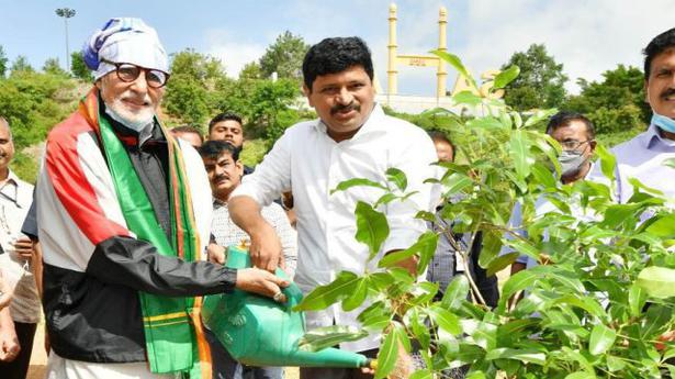Green India Challenge: Amitabh Bachchan plants saplings at Ramoji Film City