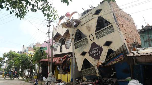 Ground floor of two-storey building in Madurai, sinks