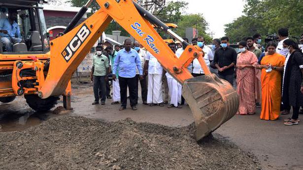 Road repair works under way in Thoothukudi