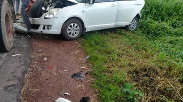 Accident in Udupi, home guard battling for life