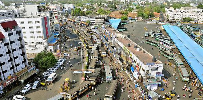 Heart of the matter: Tiruchi Central Bus Stand, despite cramped space, bears the brunt of the increasing demand.