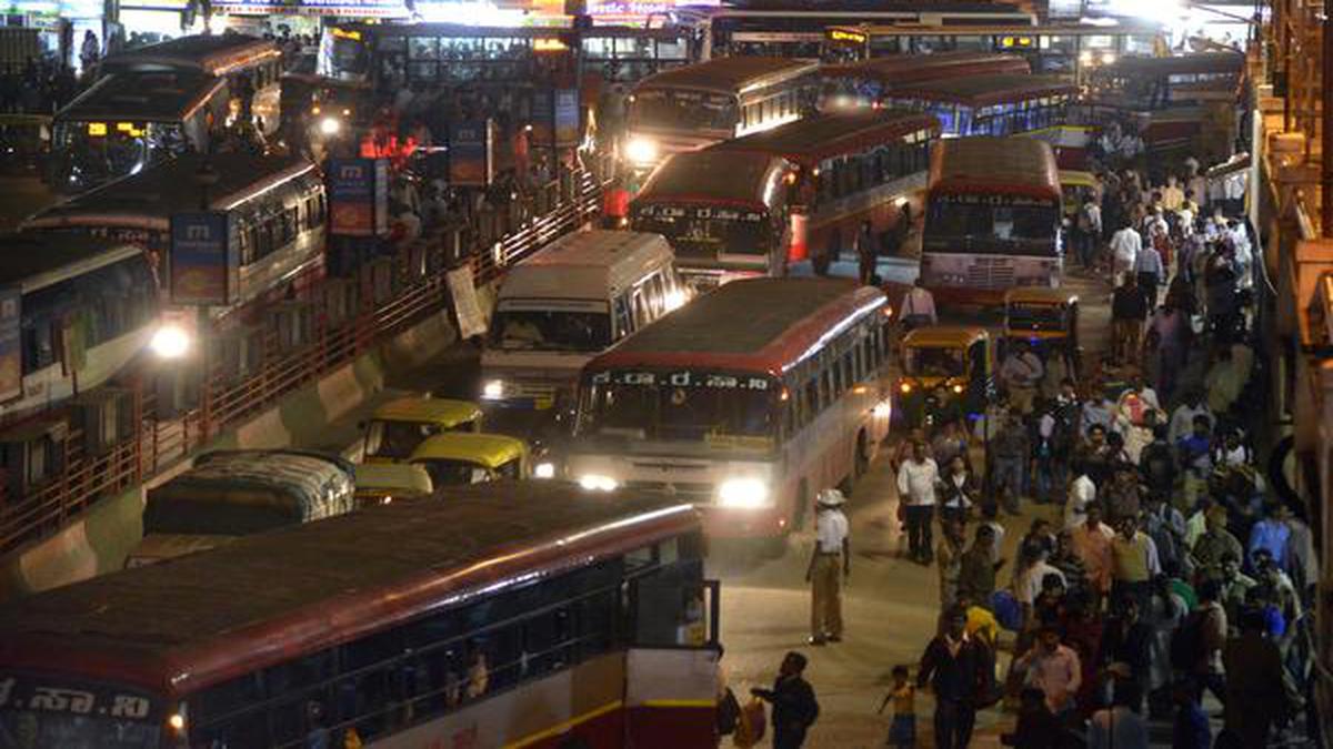 CMBT bus stand at night