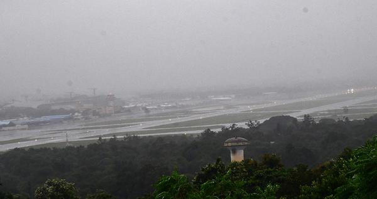 Empty tracks: A view of a flooded runway at the Chennai airport on Wednesday.