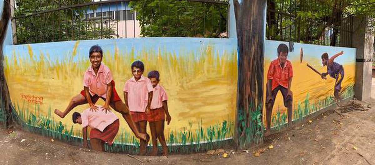 Compound walls of Chennai Primary School, Manali
