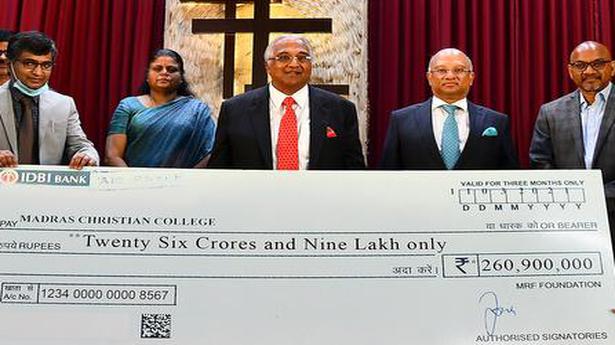 MRF Ltd. contributes ₹26.09 crore for innovation park at Madras Christian College