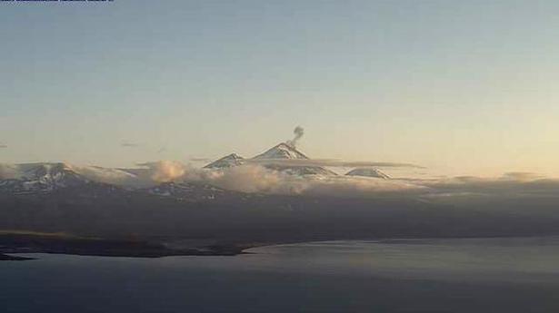 Three erupting Alaska volcanoes spitting lava or ash clouds