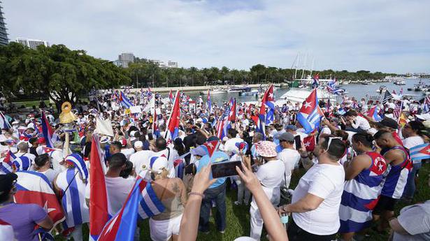 Cuban Americans rally in Miami while protest plans fizzle in Havana