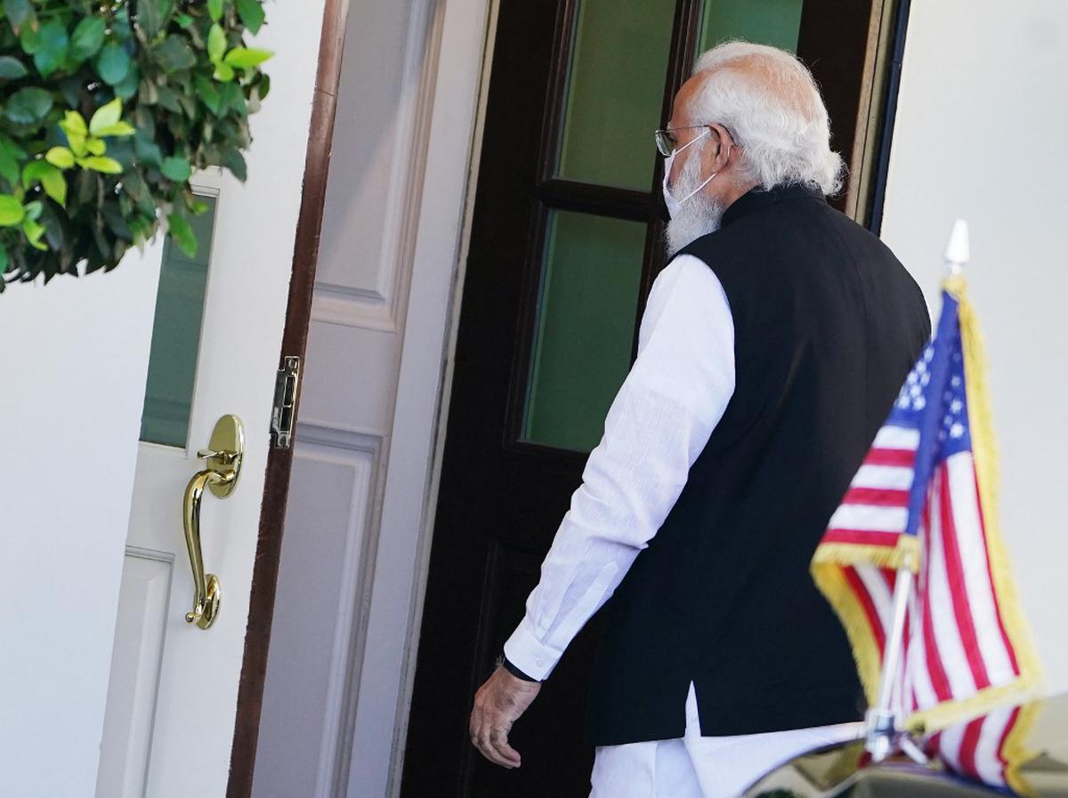 Prime Minister Narendra Modi arrives for a meeting with U.S. President Joe Biden at the White House on September 24, 2021.